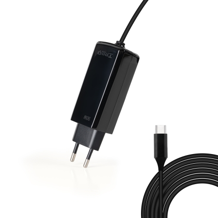 TOOQ Cargador portatil gan USB-C pd 90W, cubico negro