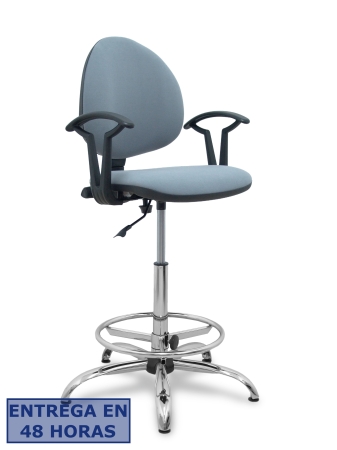 PIQUERAS Y CRESPO NOWY STYL Taburete Smart micro gris brazos fijos base cromada y topes
