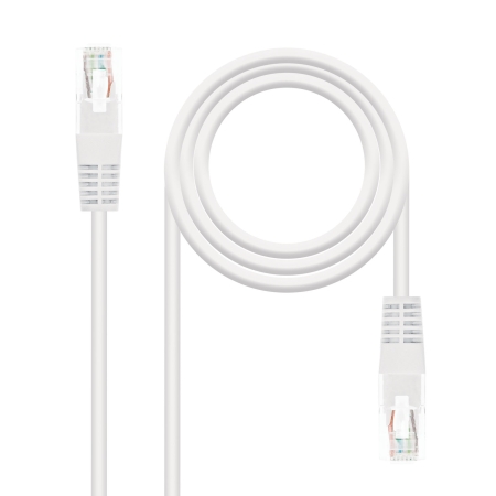 NANOCABLE Cable de red latiguillo RJ45 Cat.5e UTP AWG24, Blanco, 0.5m