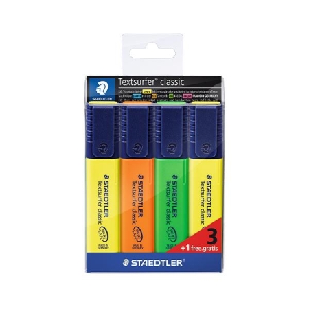 STAEDTLER Paq.3+1 marcadores fluorescentes Textsurfer Clasic colores surtidos