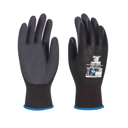 3L Guantes Microfoam - Color negro - Talla 9